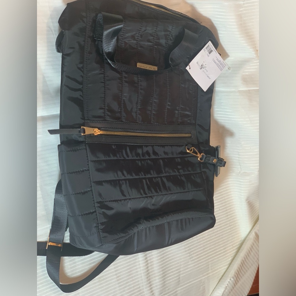 Adrienne Vittadini Black Quilted Travel Backpack Bag. NWT
